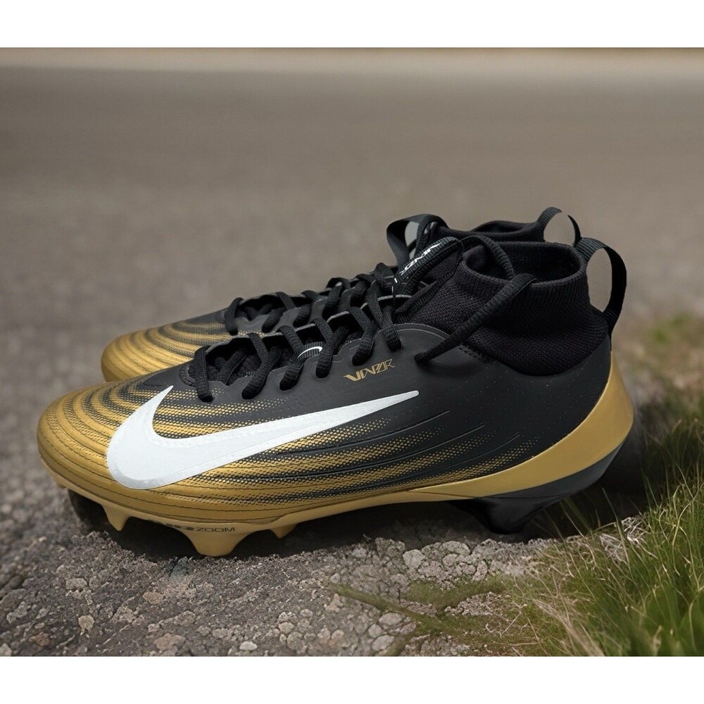 NIKE Men ZOOM AIR VAPOR PRO 1 NRG BLACK/GOLD FOOTBALL CLEATS FB3298-003 Sz 9.5